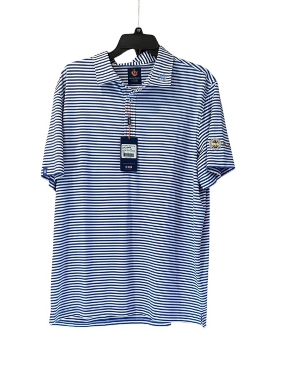 NWT Donald Ross Sport Owen Blue White Stripe Men’s Polo Size Large PGA Logo